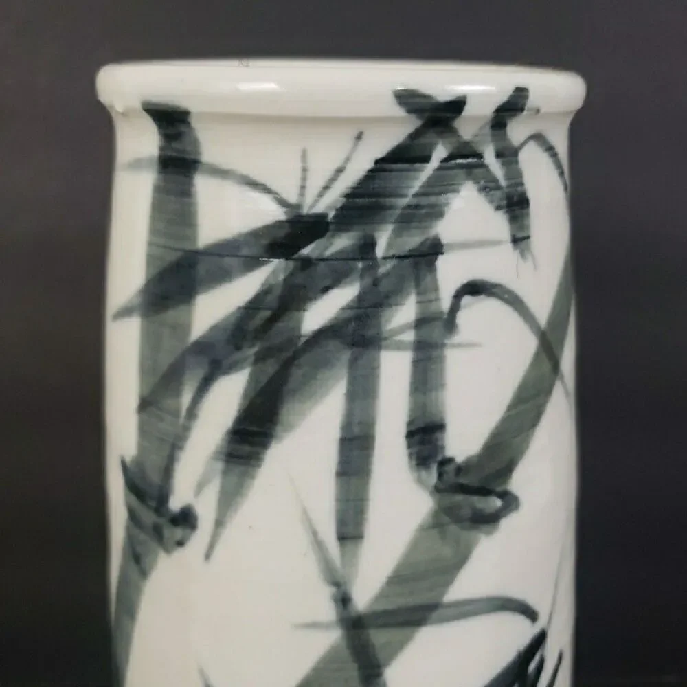 Studio Art Pottery Vase Bamboo Motif 9